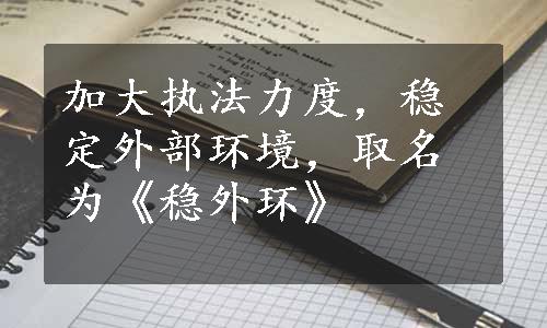 加大执法力度，稳定外部环境，取名为《稳外环》