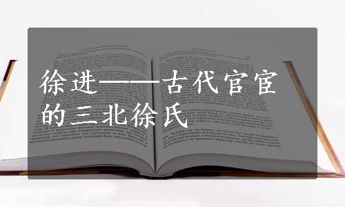 徐进──古代官宦的三北徐氏