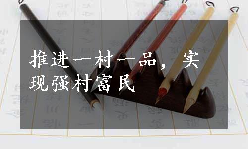 推进一村一品，实现强村富民