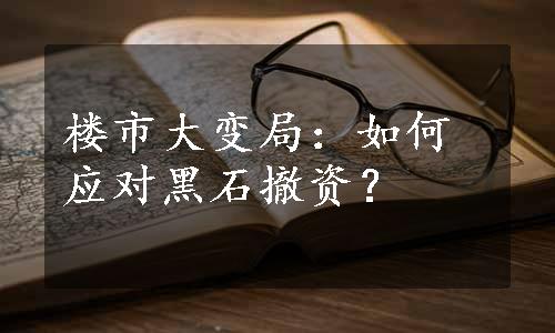 楼市大变局：如何应对黑石撤资？