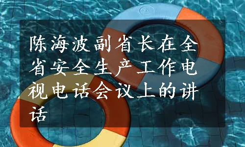 陈海波副省长在全省安全生产工作电视电话会议上的讲话