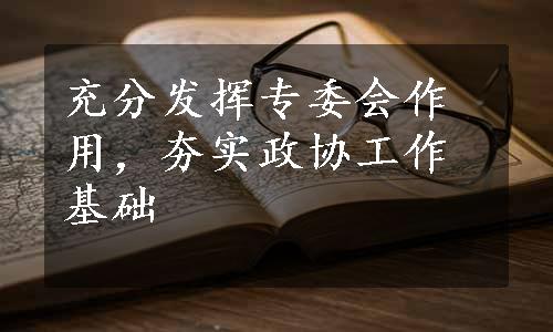 充分发挥专委会作用，夯实政协工作基础