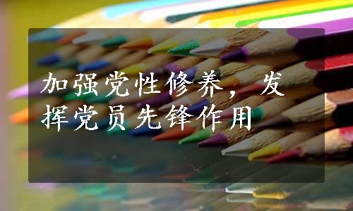 加强党性修养，发挥党员先锋作用