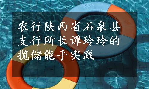 农行陕西省石泉县支行所长谭玲玲的揽储能手实践