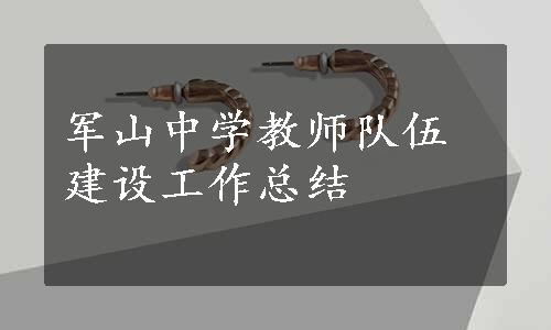 军山中学教师队伍建设工作总结