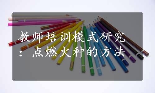 教师培训模式研究：点燃火种的方法