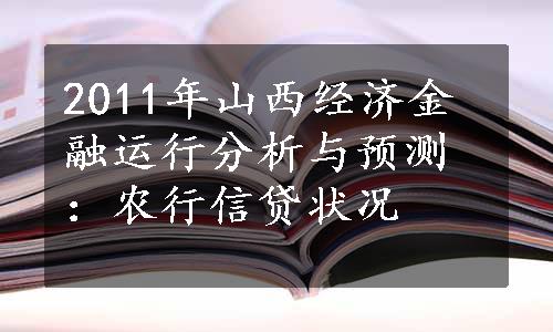 2011年山西经济金融运行分析与预测：农行信贷状况