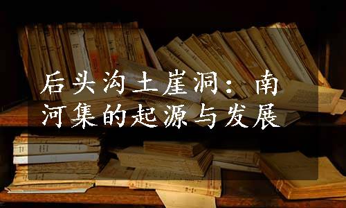 后头沟土崖洞：南河集的起源与发展