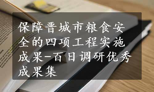 保障晋城市粮食安全的四项工程实施成果-百日调研优秀成果集