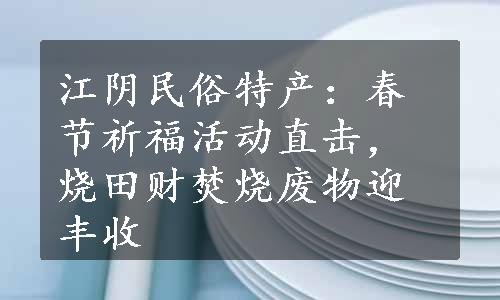 江阴民俗特产：春节祈福活动直击，烧田财焚烧废物迎丰收