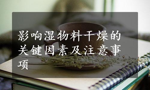 影响湿物料干燥的关键因素及注意事项