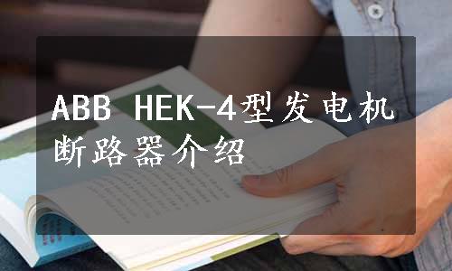 ABB HEK-4型发电机断路器介绍