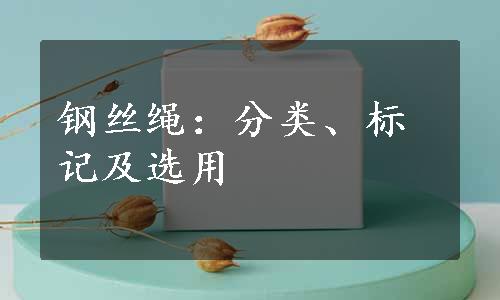 钢丝绳：分类、标记及选用