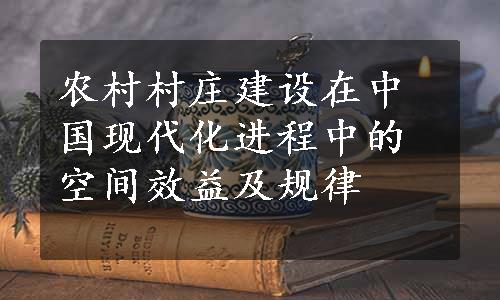 农村村庄建设在中国现代化进程中的空间效益及规律