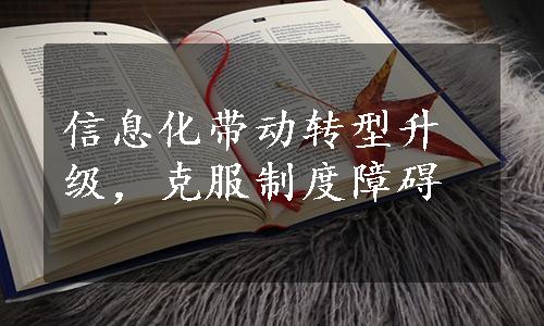 信息化带动转型升级，克服制度障碍