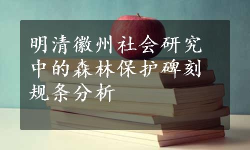 明清徽州社会研究中的森林保护碑刻规条分析