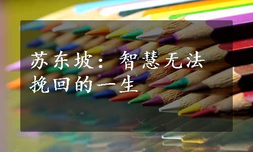 苏东坡：智慧无法挽回的一生