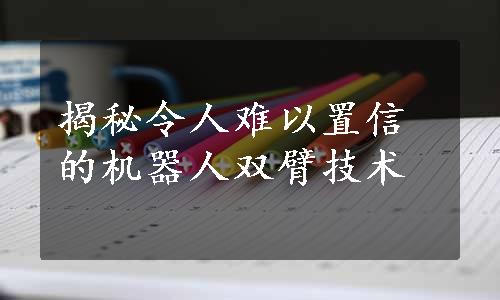 揭秘令人难以置信的机器人双臂技术