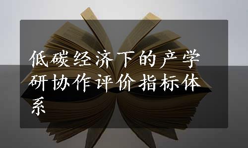 低碳经济下的产学研协作评价指标体系