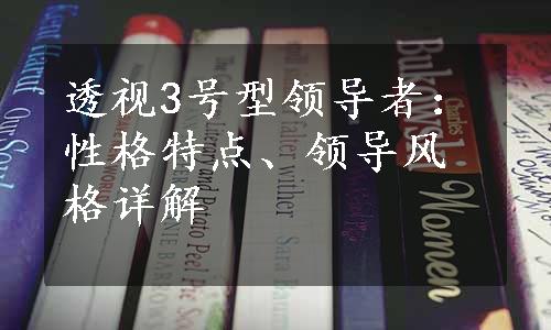 透视3号型领导者：性格特点、领导风格详解