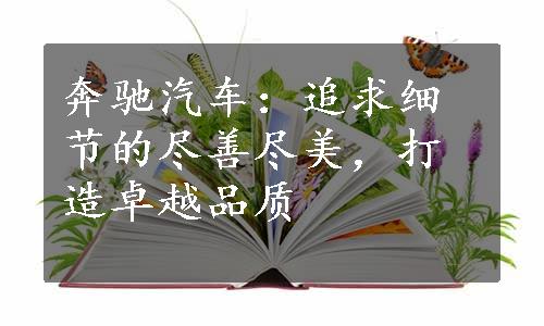 奔驰汽车：追求细节的尽善尽美，打造卓越品质