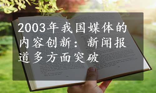 2003年我国媒体的内容创新：新闻报道多方面突破