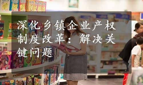 深化乡镇企业产权制度改革：解决关键问题