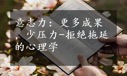 意志力：更多成果，少压力-拒绝拖延的心理学