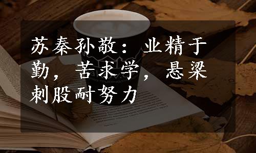 苏秦孙敬：业精于勤，苦求学，悬梁刺股耐努力