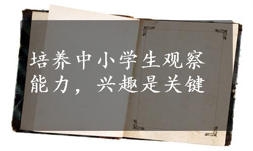 培养中小学生观察能力，兴趣是关键