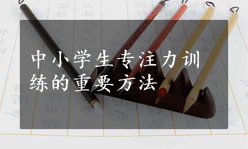 中小学生专注力训练的重要方法