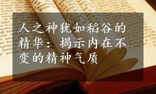 人之神犹如稻谷的精华：揭示内在不变的精神气质