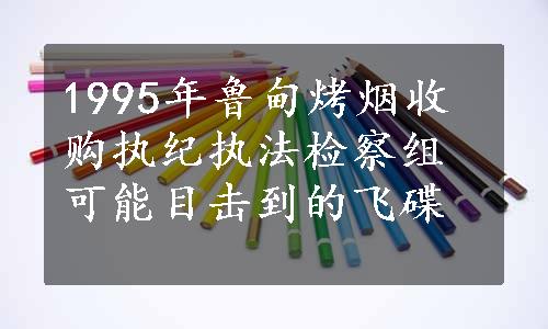 1995年鲁甸烤烟收购执纪执法检察组可能目击到的飞碟