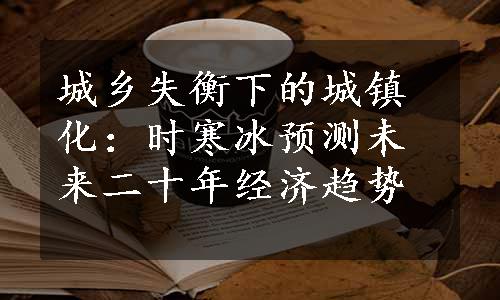 城乡失衡下的城镇化：时寒冰预测未来二十年经济趋势