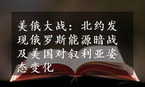 美俄大战：北约发现俄罗斯能源暗战及美国对叙利亚姿态变化