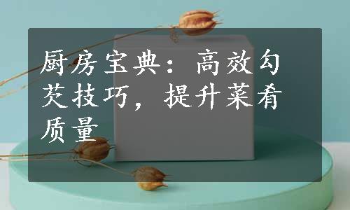 厨房宝典：高效勾芡技巧，提升菜肴质量