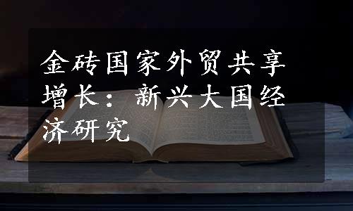 金砖国家外贸共享增长：新兴大国经济研究