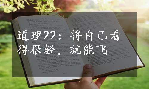 道理22：将自己看得很轻，就能飞