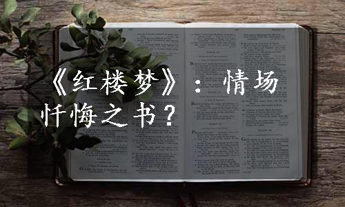 《红楼梦》：情场忏悔之书？