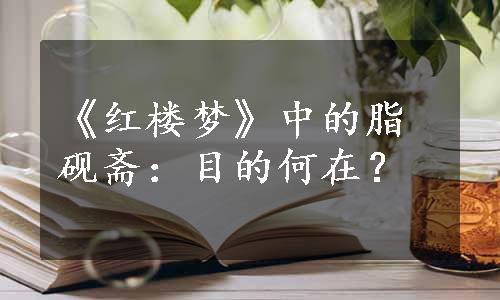 《红楼梦》中的脂砚斋：目的何在？