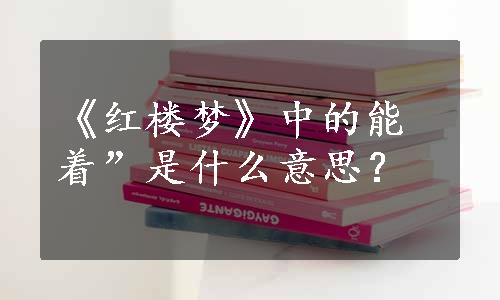 《红楼梦》中的能着”是什么意思？