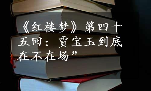 《红楼梦》第四十五回：贾宝玉到底在不在场”