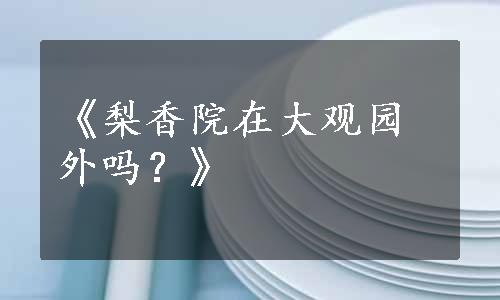 《梨香院在大观园外吗？》