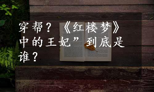 穿帮？《红楼梦》中的王妃”到底是谁？