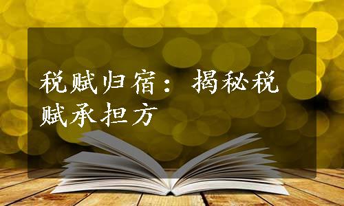 税赋归宿：揭秘税赋承担方