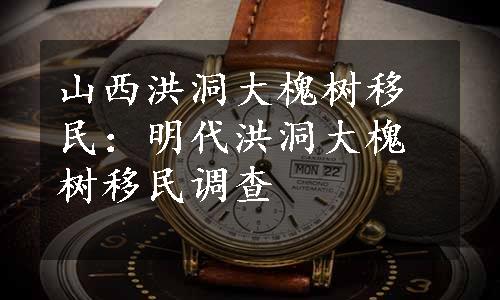 山西洪洞大槐树移民：明代洪洞大槐树移民调查