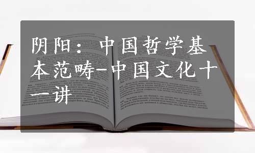 阴阳：中国哲学基本范畴-中国文化十一讲