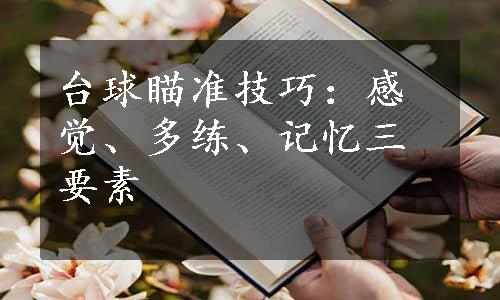 台球瞄准技巧：感觉、多练、记忆三要素