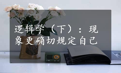 逻辑学（下）：现象更确切规定自己