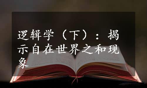 逻辑学（下）：揭示自在世界之和现象